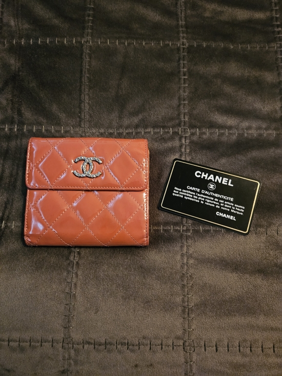 CHANEL Handbags - Chanel Quilted Patent Leather Wallet in Burnt Orange
